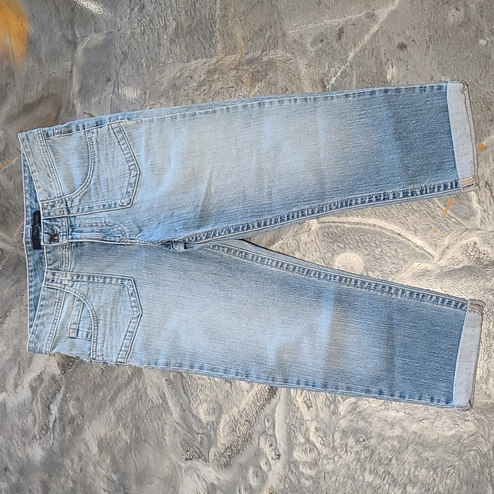 Calvin Klein 23 Inch Crops with Porkchop Pocket Distressed Denim Jeans - Size 10
